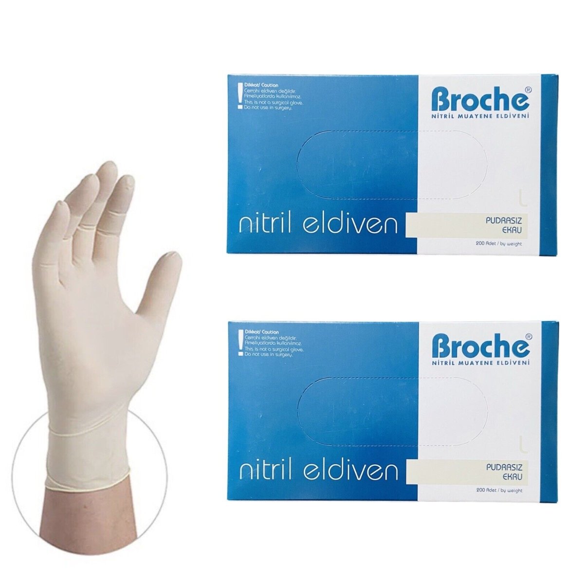 Broche Nitrile Ivory Examination Gloves - 200 pcs, Large - VitaMeds