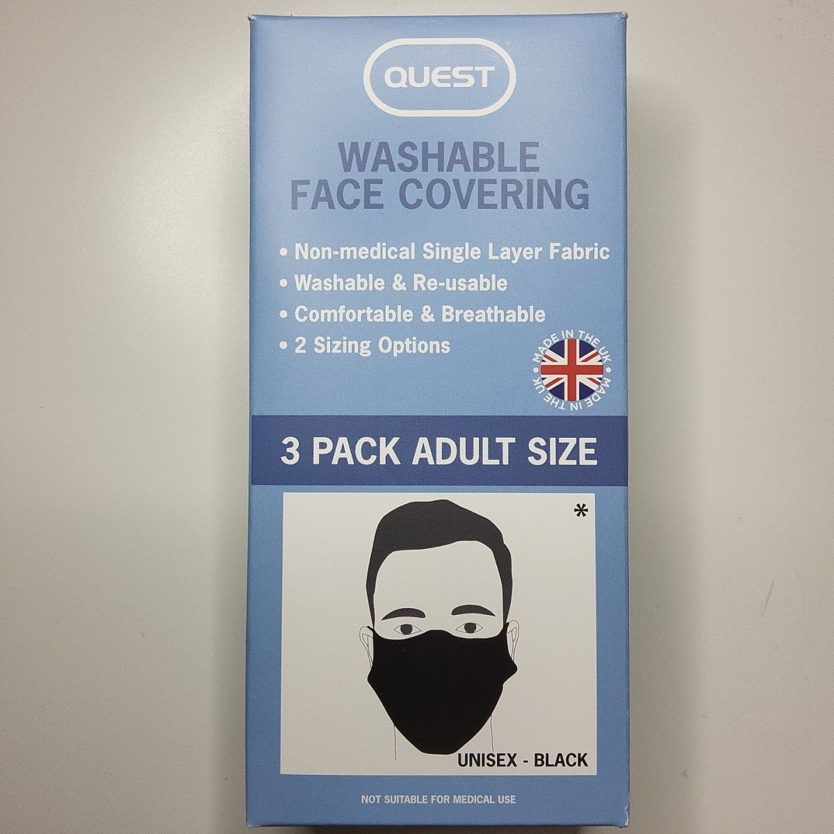 Washable Face Masks | 3 Pack Adult Size - VitaMeds